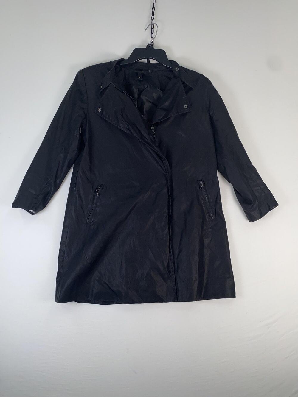 Alexander McQueen For Target Coat Womens Small Black Twill Zip Rain Jacket